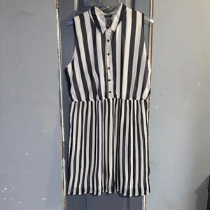 Dots Black and White Striped Dress